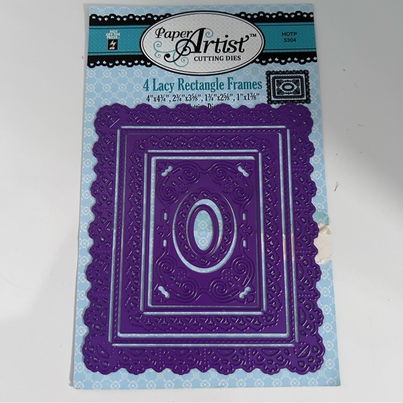 Hot Off The Press Paper Artist Cutting Die, 4 Lacy Rectangle Frames - Picture 3 of 5